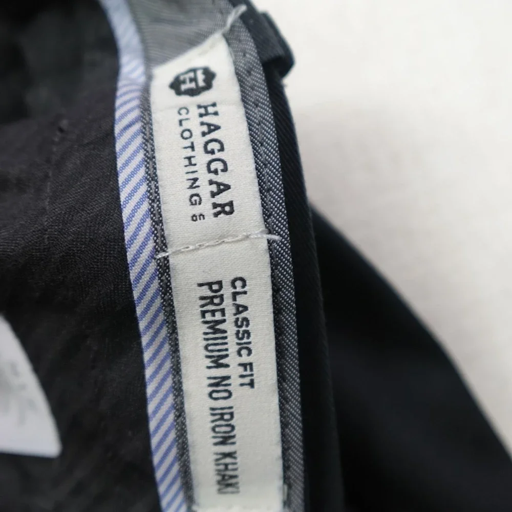 Haggar Dress Pants 38x32 Black Classic Fit No Iron Mid Rise Stretch Corporate - Picture 7 of 12